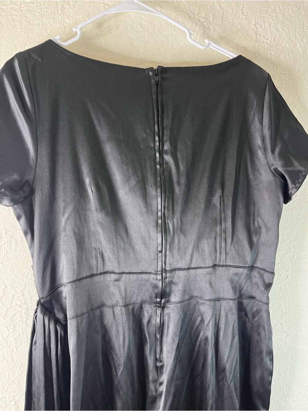 Pin Up Couture Ava Faux Wrap Sash Wiggle Dress in Satin Black - Picture 12 of 15